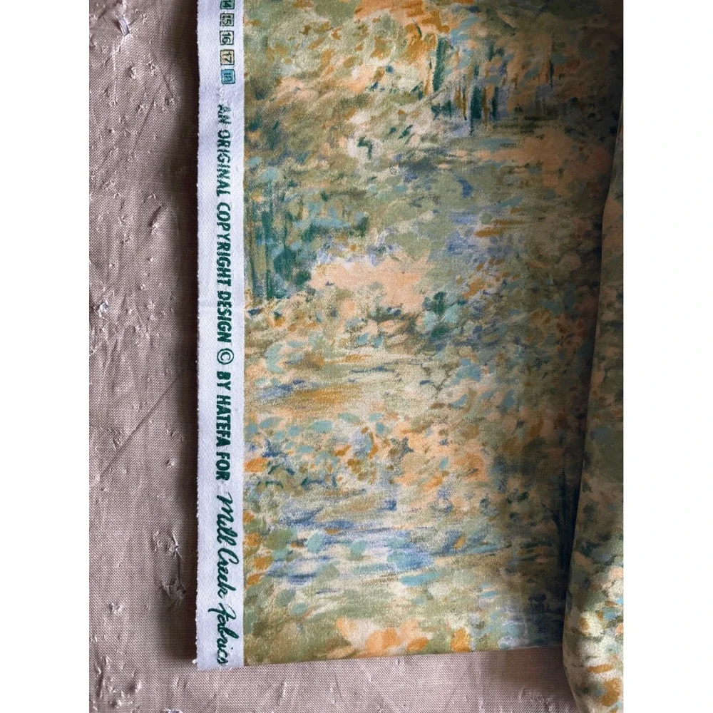 Mill Creek Fabrics Hatefa  Landscape Fabric 3.2 Yards Green Gold Blue